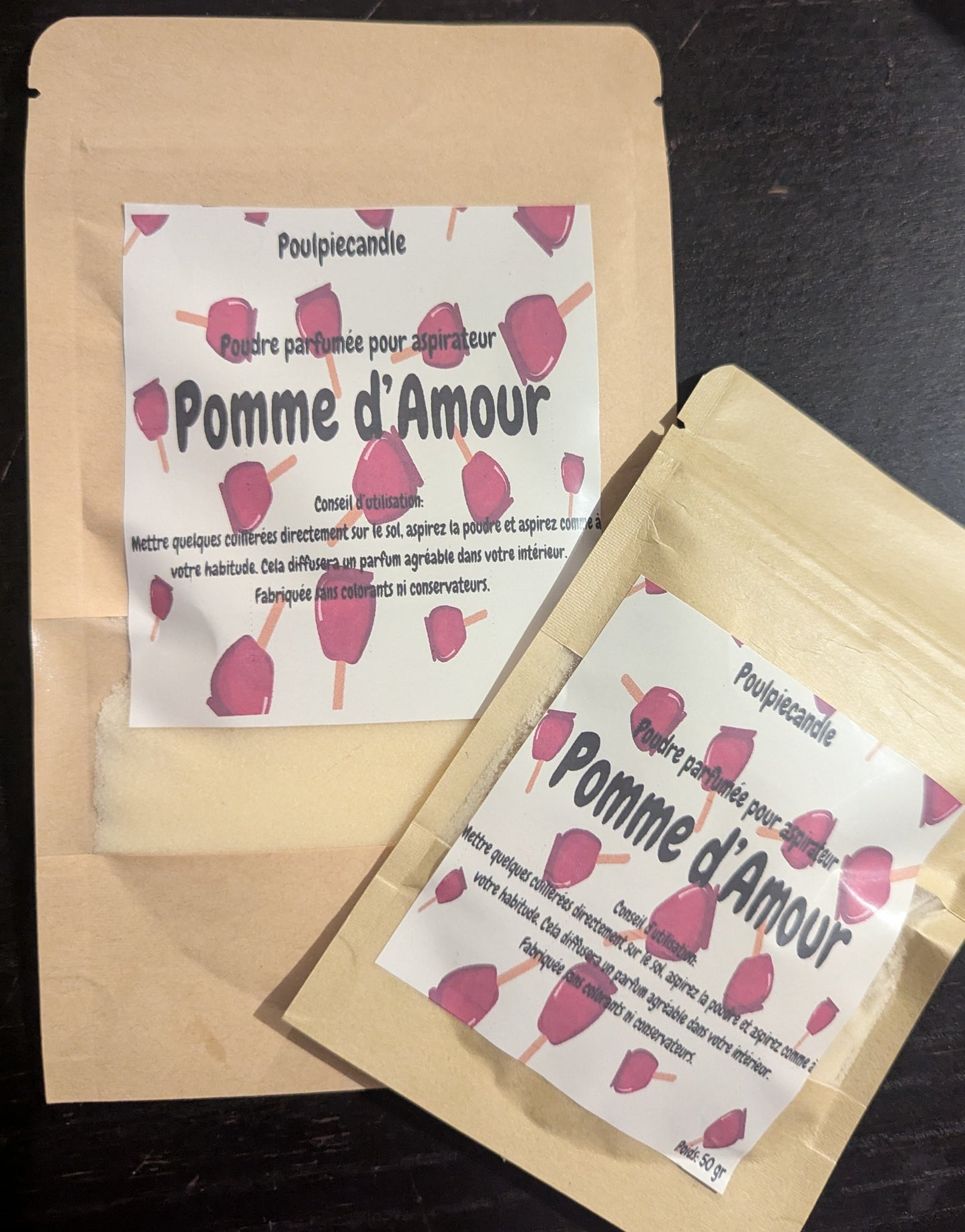 Poudre parfumée pour aspirateur Pomme d'amour