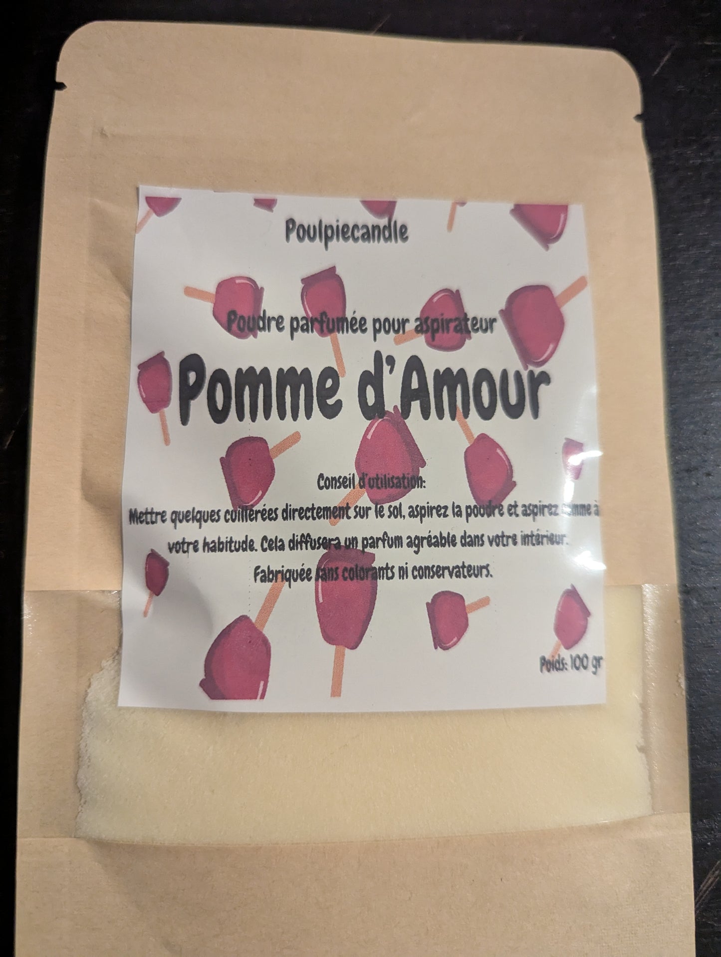 Poudre parfumée pour aspirateur Pomme d'amour